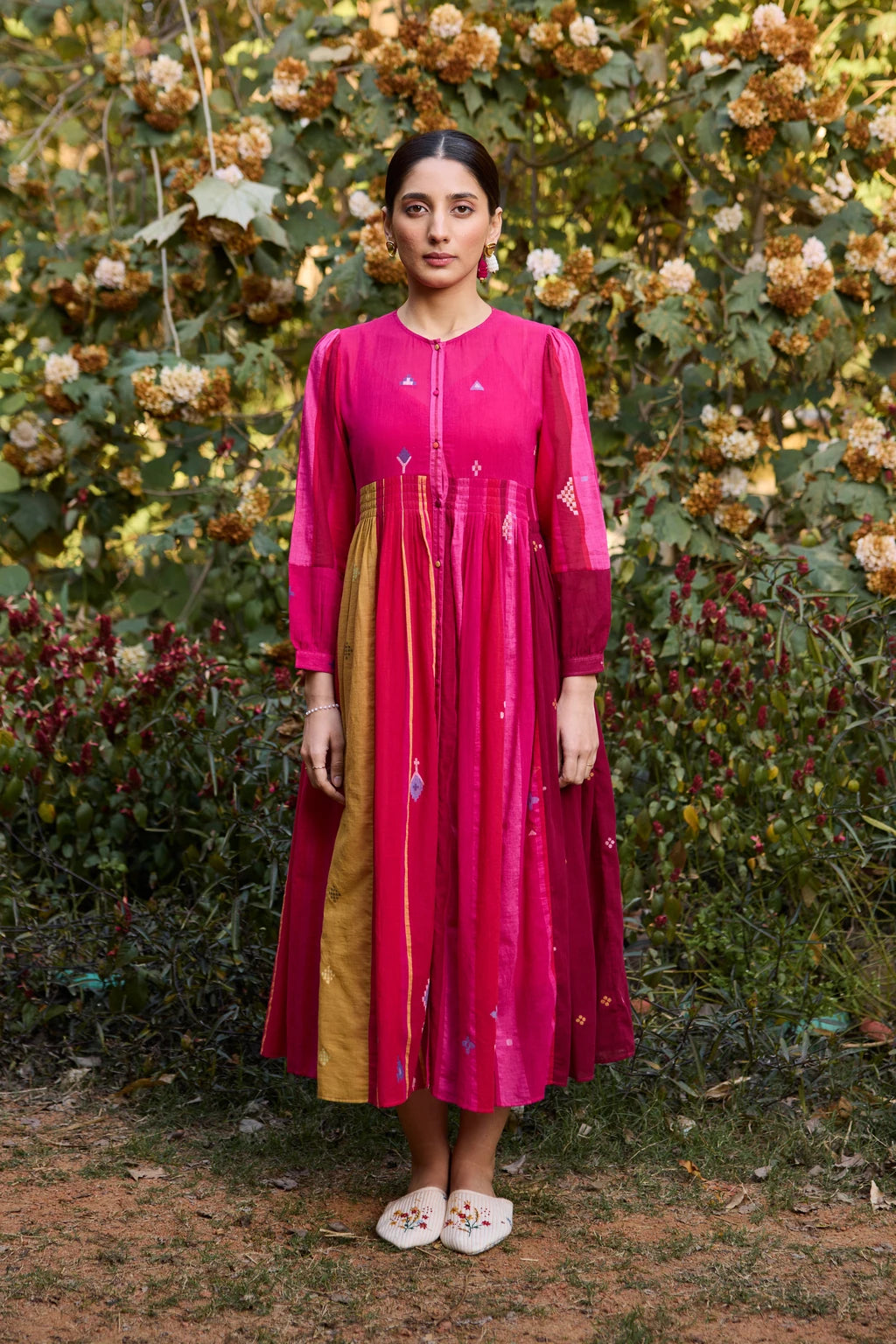 Esha Dress — jamdani cotton dress — front view | Sarron