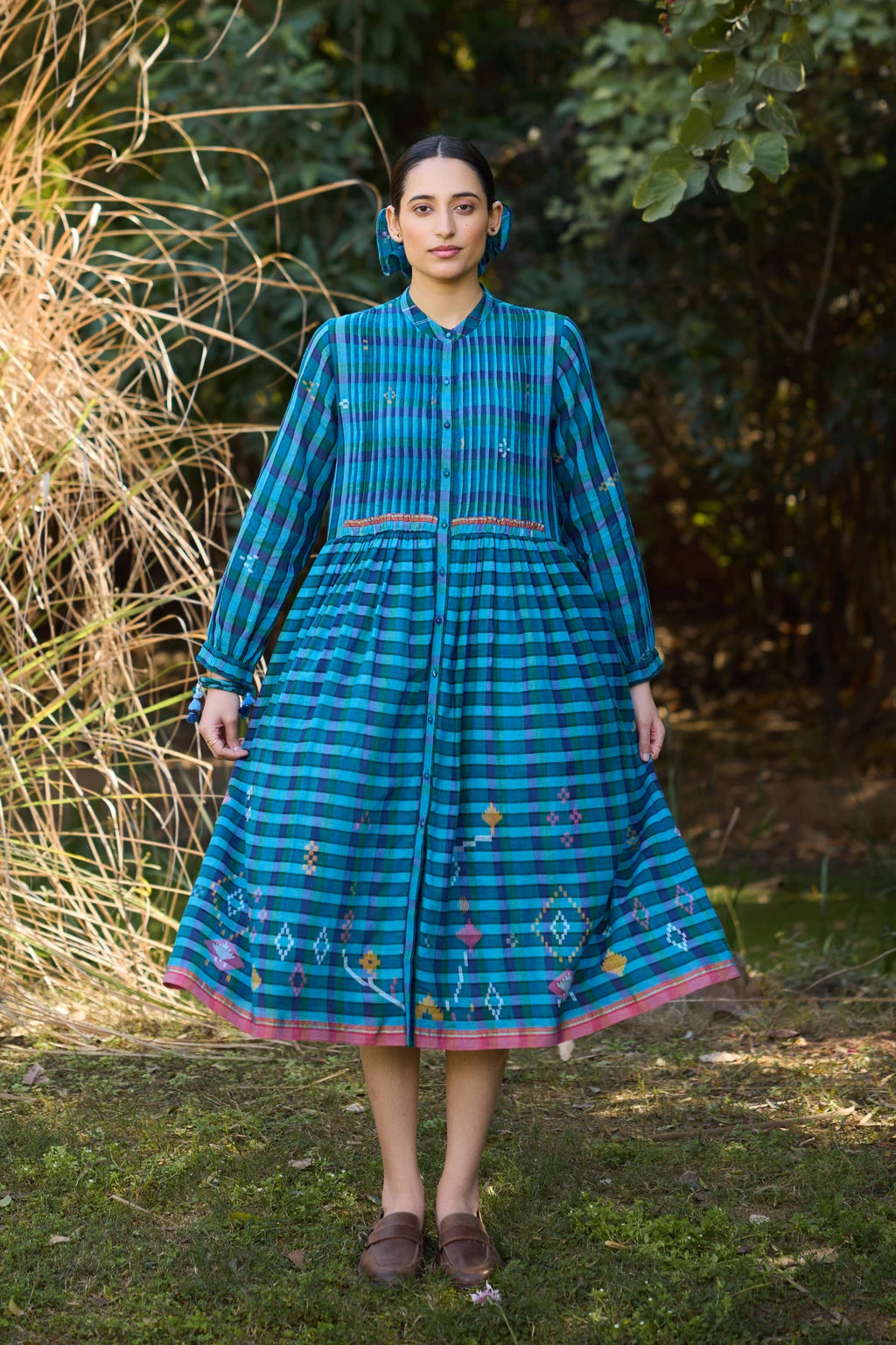 Taal Dress — jamdani cotton dress — angular view | Sarron