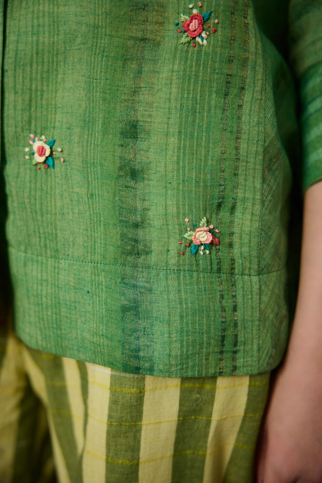 Axa Set — jamdani cotton zari set — fabric detail | Sarron