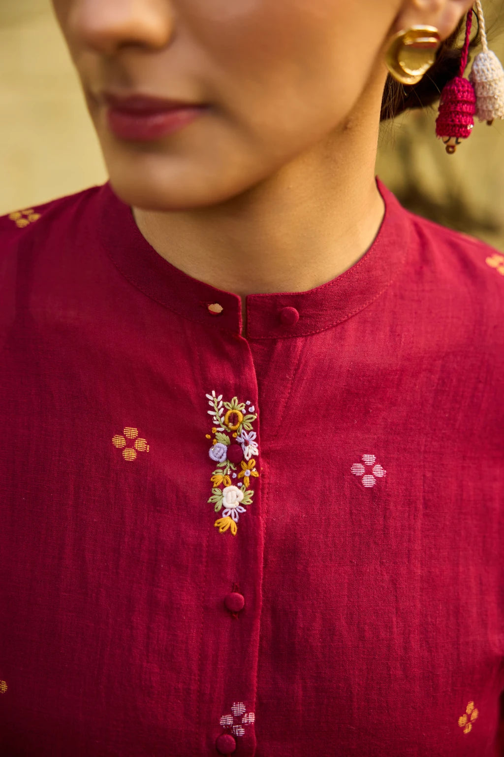 Ira Set — jamdani cotton set — fabric detail | Sarron